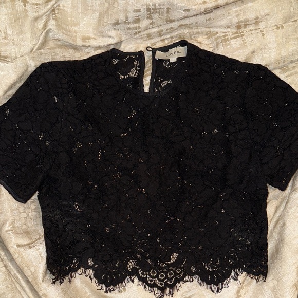 Lover Black Floral Lace Cropped Blouse - Picture 2 of 5